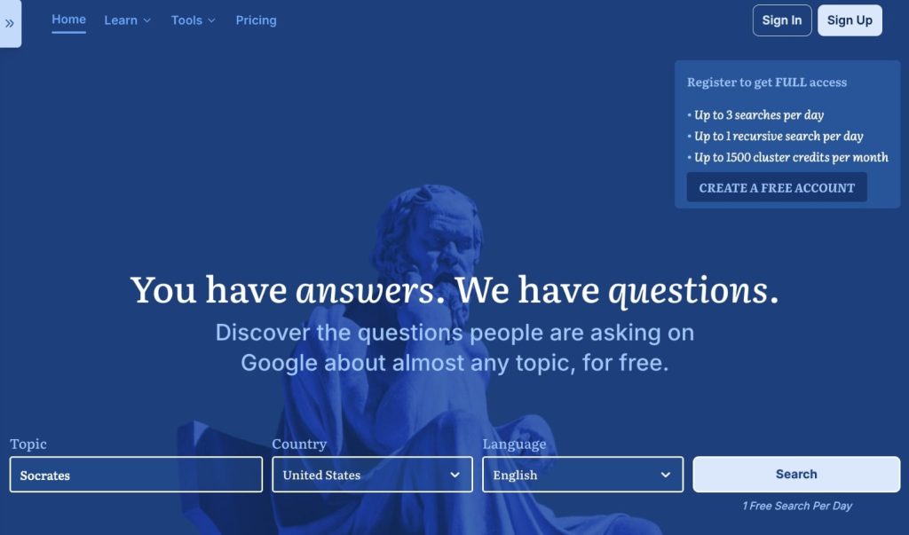 Answer Socrates key search keyword research tools