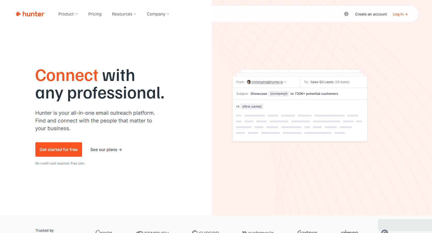 Hunter.io outreach link building tool