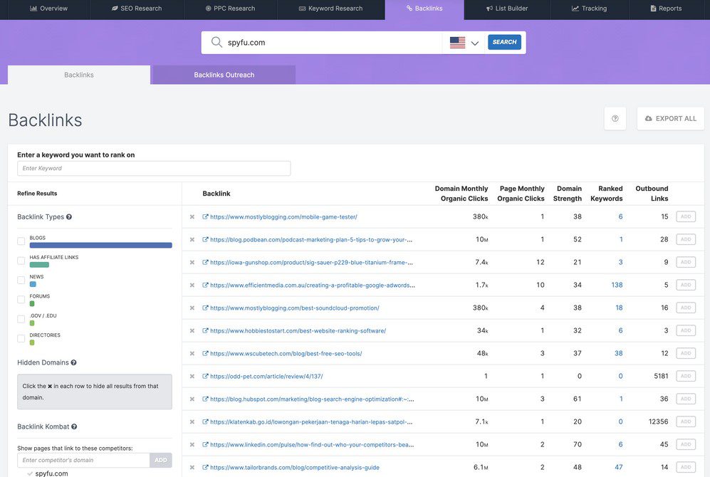 spyfu backlink gap analysis