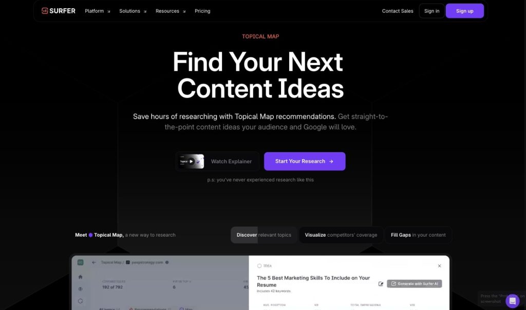 surfer keyword research tools
