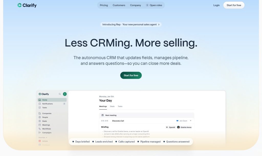 Clarify Launches Autonomous AI CRM to Automate Sales for Startups