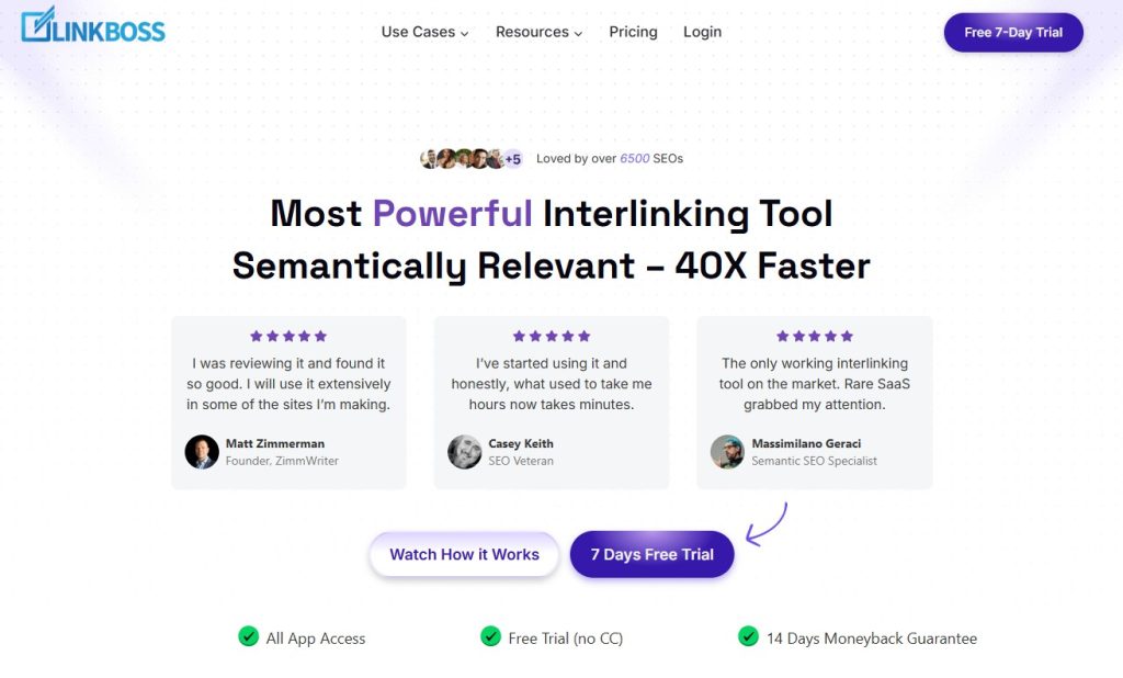 LinkBoss internal link building tools