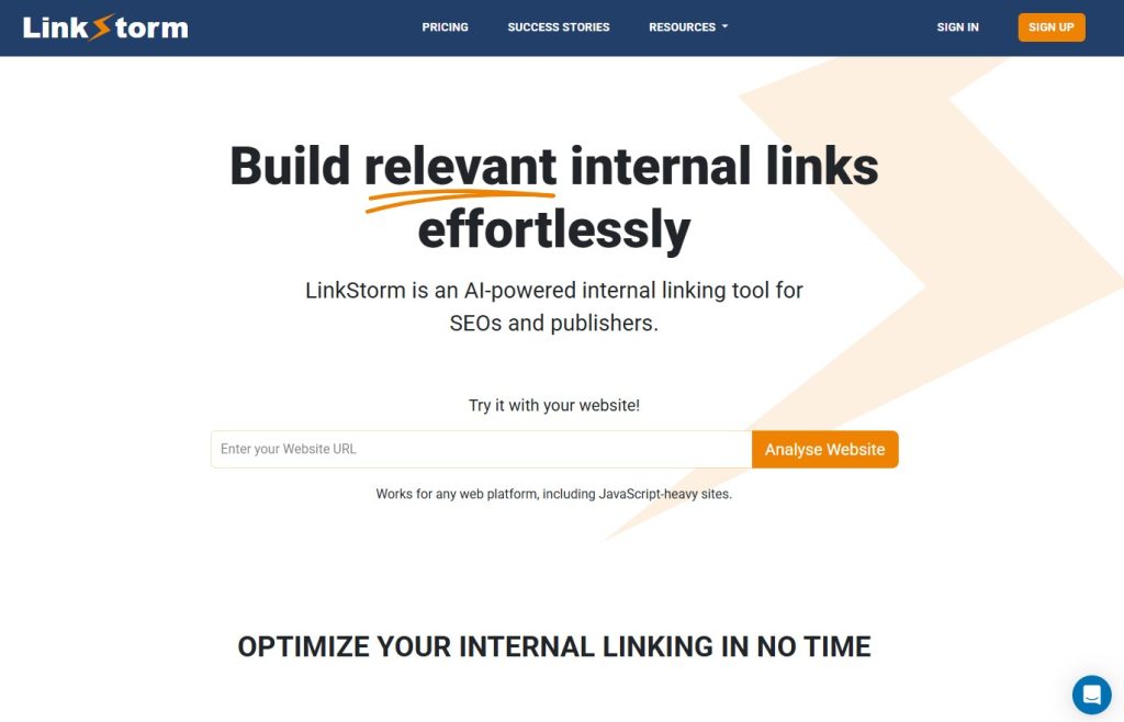 LinkStorm internal link building tool