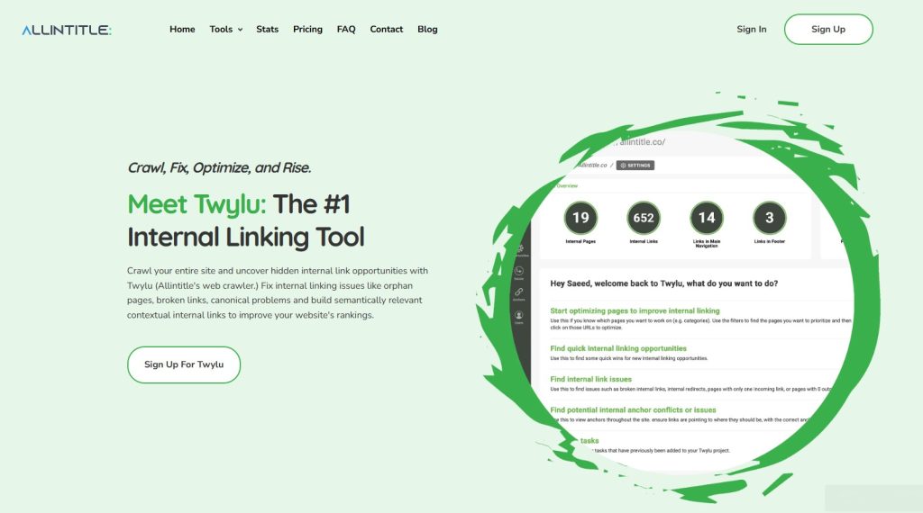 Twylu internal linking tool
