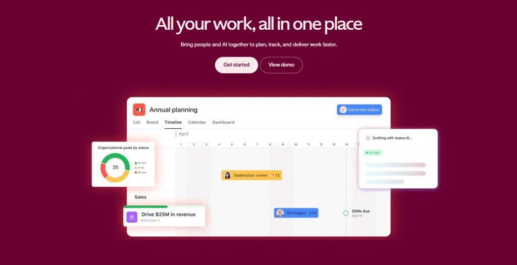 Asana Project management software tool