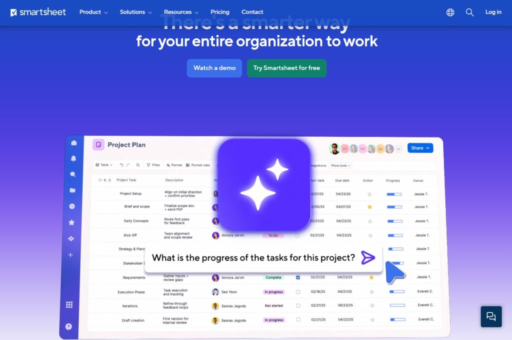 Smartsheet Project management software tool