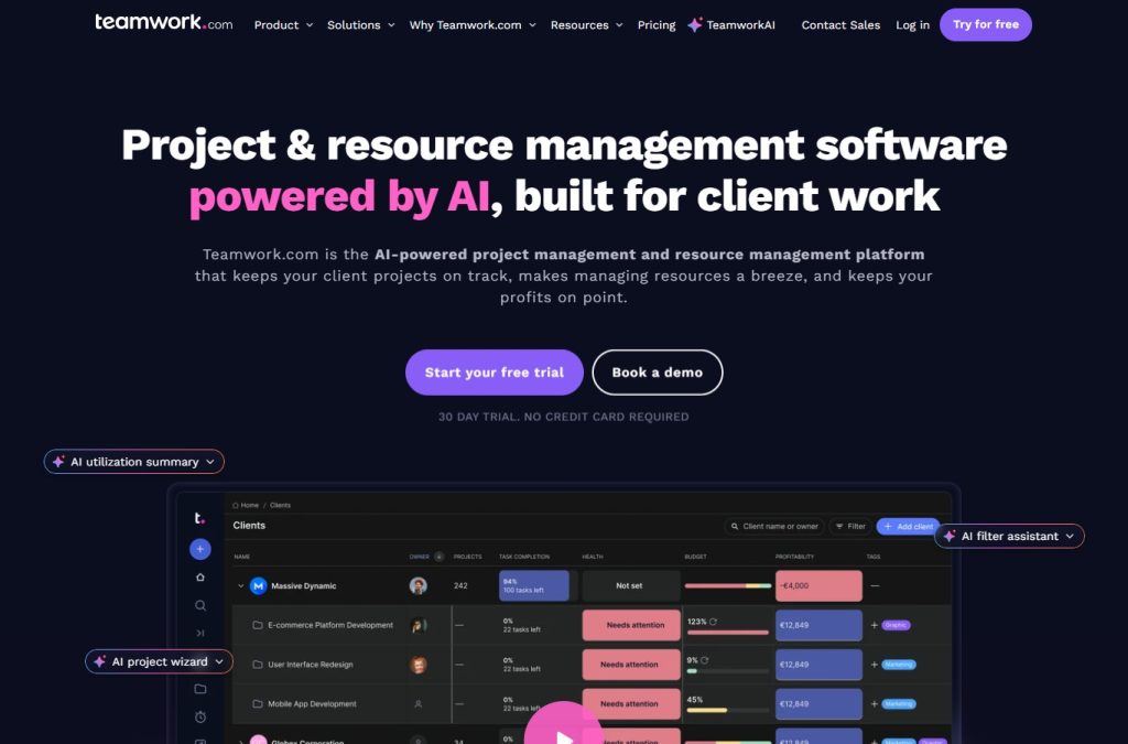 Teamwork Project management software tool